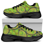 Tennis Ball And Racket Pattern Print Black Chunky Shoes