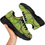 Tennis Ball And Racket Pattern Print Black Chunky Shoes