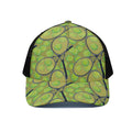 Tennis Ball And Racket Pattern Print Black Mesh Trucker Hat
