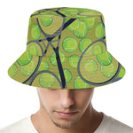 Tennis Ball And Racket Pattern Print Bucket Hat