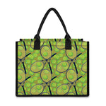 Tennis Ball And Racket Pattern Print Canvas Tote Bag