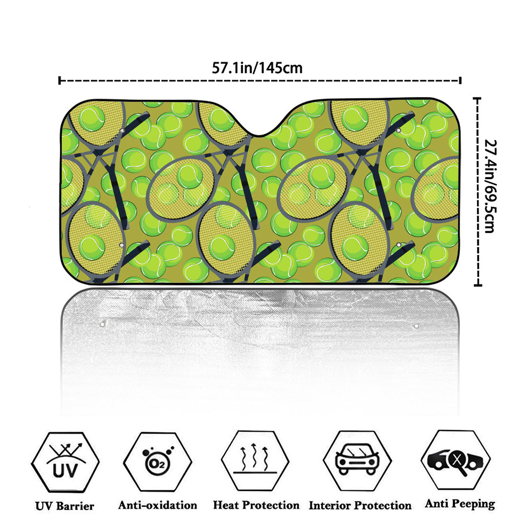 Tennis Ball And Racket Pattern Print Car Windshield Sun Shade