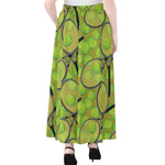 Tennis Ball And Racket Pattern Print Chiffon Maxi Skirt