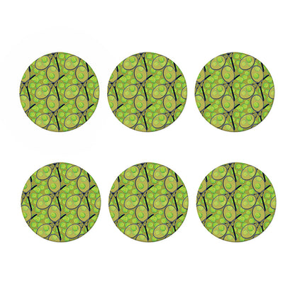 Tennis Ball And Racket Pattern Print Coaster Set