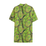 Tennis Ball And Racket Pattern Print Cotton Hawaiian Shirt