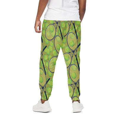 Tennis Ball And Racket Pattern Print Cotton Pants