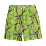 Tennis Ball And Racket Pattern Print Cotton Shorts