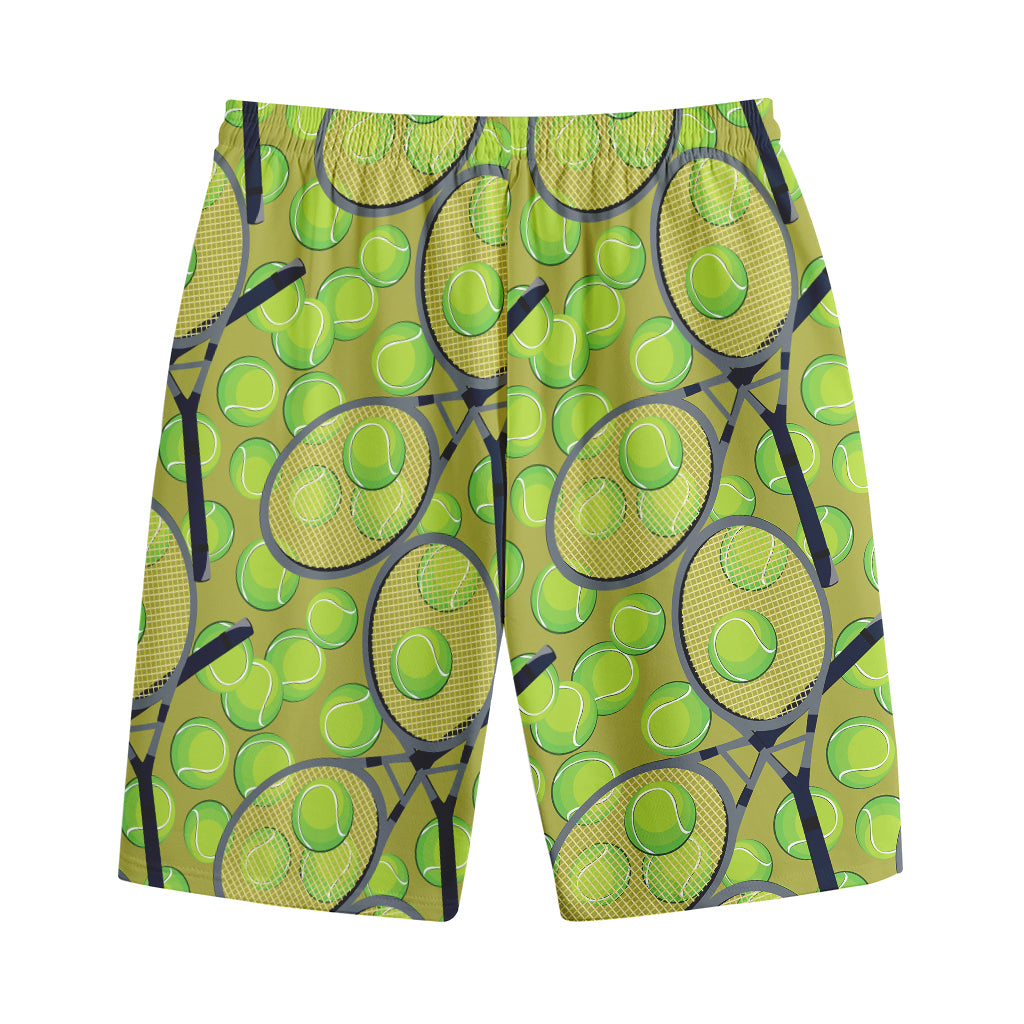 Tennis Ball And Racket Pattern Print Cotton Shorts
