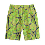 Tennis Ball And Racket Pattern Print Cotton Shorts
