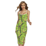 Tennis Ball And Racket Pattern Print Cross Back Cami Dress