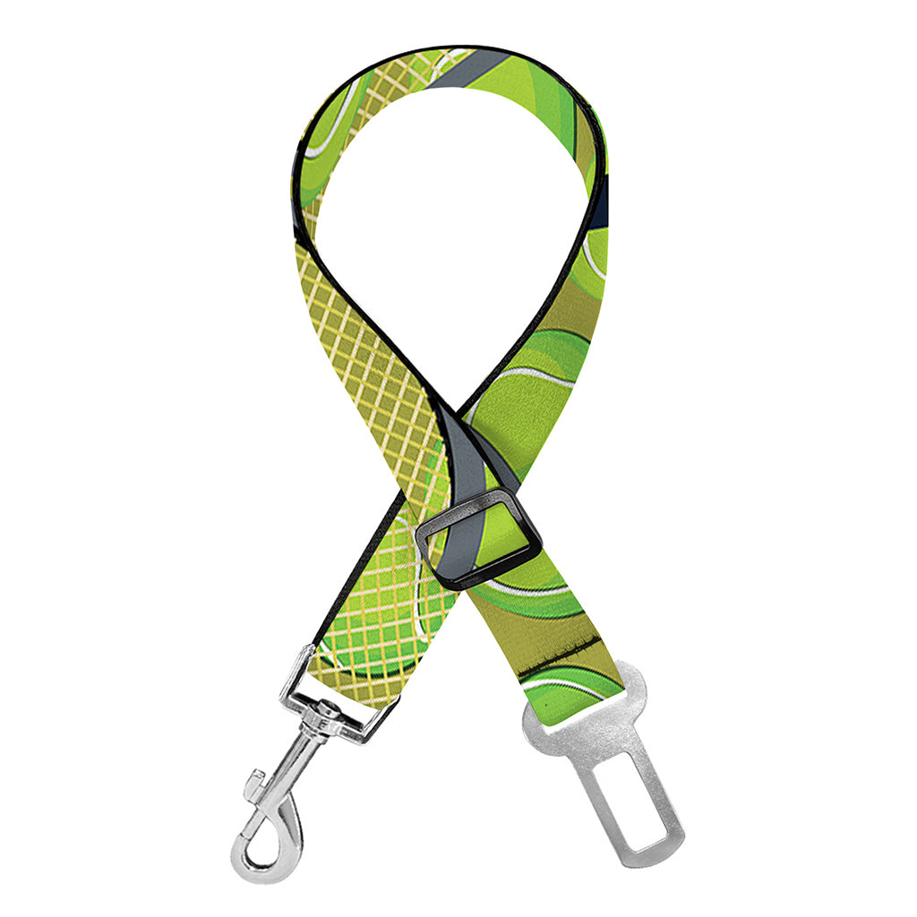 Tennis Ball And Racket Pattern Print Dog Seat Belt