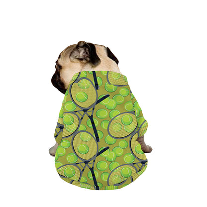 Tennis Ball And Racket Pattern Print Dog Zip Up Jacket