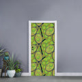 Tennis Ball And Racket Pattern Print Door Sticker