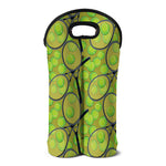Tennis Ball And Racket Pattern Print Double Neoprene Wine Tote