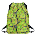 Tennis Ball And Racket Pattern Print Drawstring Backpack