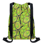Tennis Ball And Racket Pattern Print Drawstring Backpack