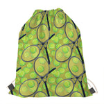 Tennis Ball And Racket Pattern Print Drawstring Bag