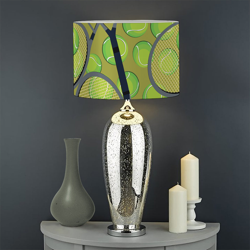 Tennis Ball And Racket Pattern Print Drum Lamp Shade