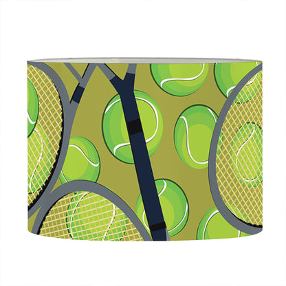 Tennis Ball And Racket Pattern Print Drum Lamp Shade
