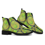 Tennis Ball And Racket Pattern Print Flat Ankle Boots