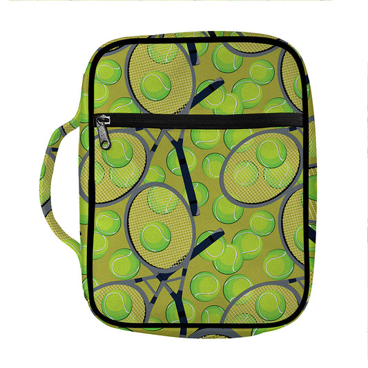 Tennis Ball And Racket Pattern Print Front Pocket Bible Bag