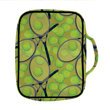 Tennis Ball And Racket Pattern Print Front Pocket Bible Bag
