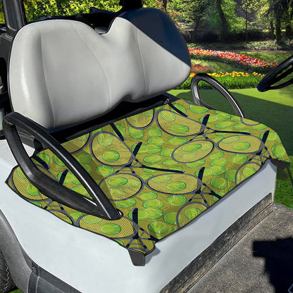 Tennis Ball And Racket Pattern Print Golf Cart Seat Cover
