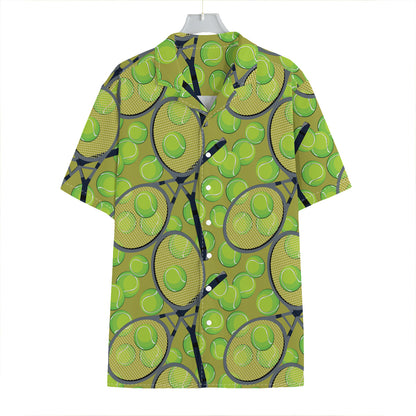 Tennis Ball And Racket Pattern Print Hawaiian Shirt