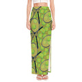 Tennis Ball And Racket Pattern Print High Slit Maxi Skirt