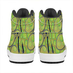 Tennis Ball And Racket Pattern Print High Top Leather Sneakers