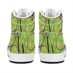 Tennis Ball And Racket Pattern Print High Top Leather Sneakers