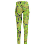 Tennis Ball And Racket Pattern Print High-Waisted Pocket Leggings
