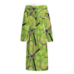 Tennis Ball And Racket Pattern Print Hooded Bathrobe