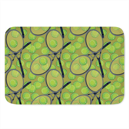 Tennis Ball And Racket Pattern Print Indoor Door Mat