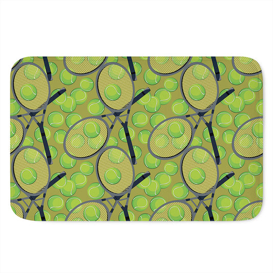 Tennis Ball And Racket Pattern Print Indoor Door Mat