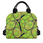 Tennis Ball And Racket Pattern Print Insulated Lunch Bag