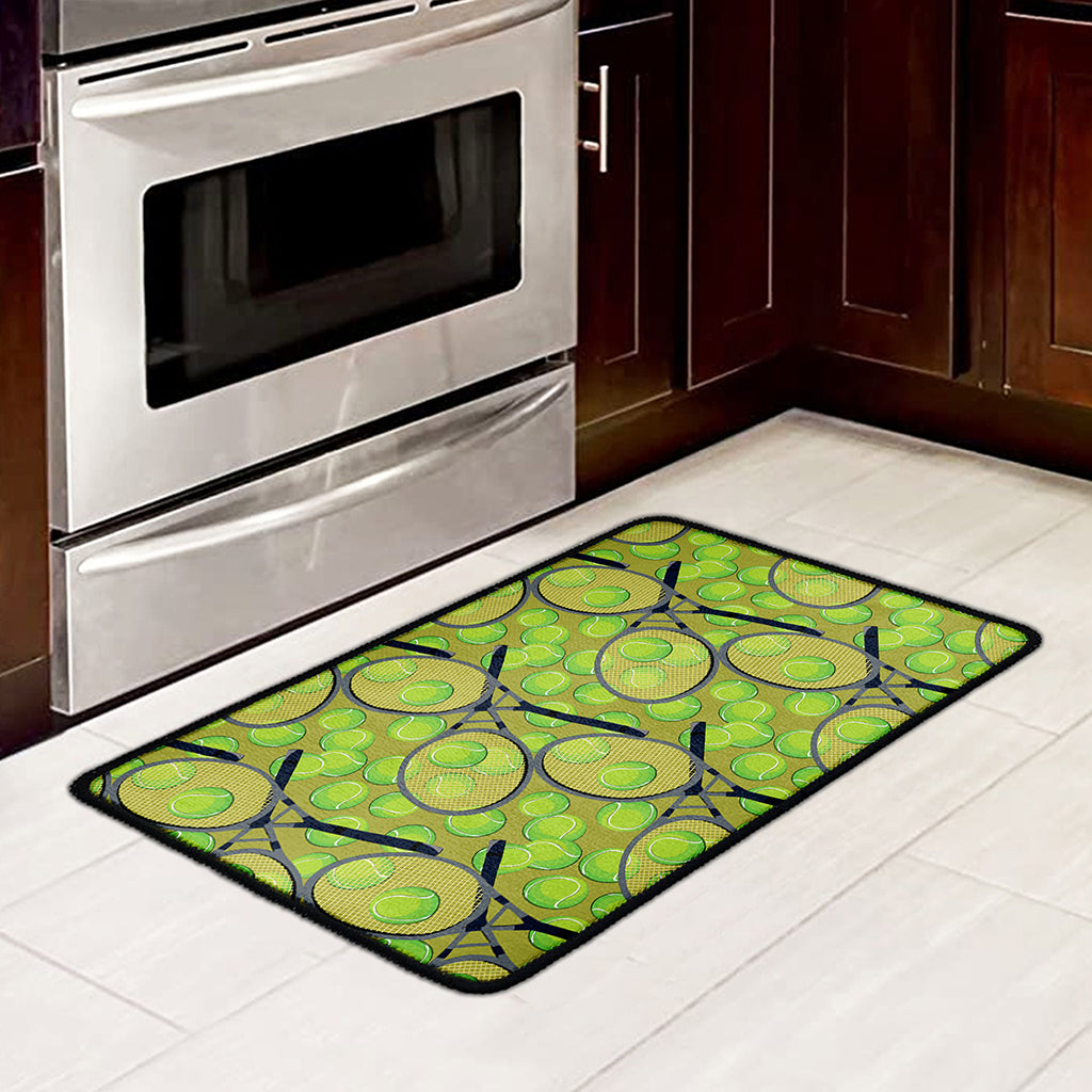 Tennis Ball And Racket Pattern Print Kitchen Mat