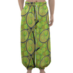 Tennis Ball And Racket Pattern Print Lantern Pants