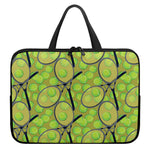 Tennis Ball And Racket Pattern Print Laptop Sleeve With Handle