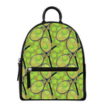 Tennis Ball And Racket Pattern Print Leather Backpack