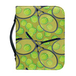 Tennis Ball And Racket Pattern Print Leather Bible Cover