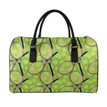 Tennis Ball And Racket Pattern Print Leather Duffle Bag