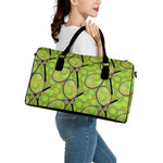 Tennis Ball And Racket Pattern Print Leather Duffle Bag