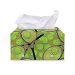 Tennis Ball And Racket Pattern Print Leather Tissue Box Cover