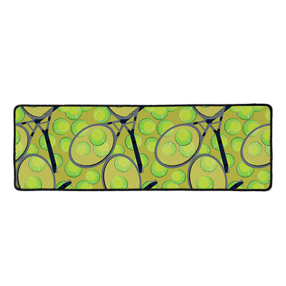 Tennis Ball And Racket Pattern Print Long Kitchen Mat