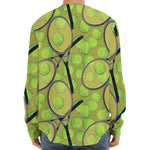 Tennis Ball And Racket Pattern Print Long Sleeve Baseball Jersey