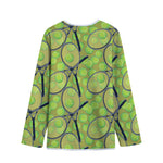 Tennis Ball And Racket Pattern Print Long Sleeve Short Coat