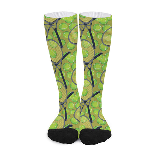 Tennis Ball And Racket Pattern Print Long Socks