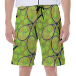 Tennis Ball And Racket Pattern Print Men's Beach Shorts