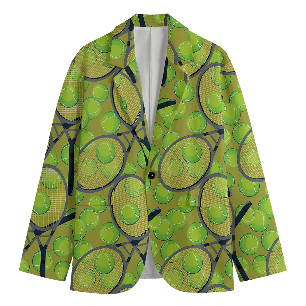Tennis Ball And Racket Pattern Print Men's Blazer